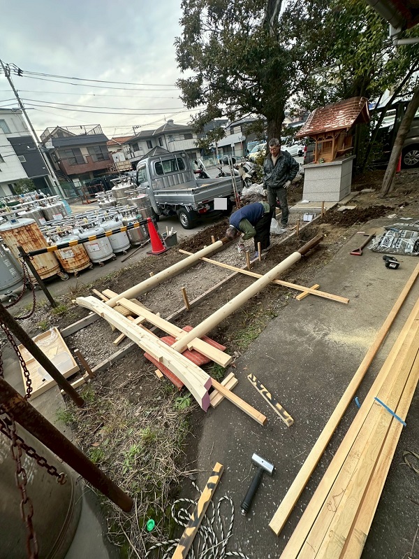 神奈川県横浜市│続・稲荷神社新築工事 宮大工の工事もお任せください!2 (10)